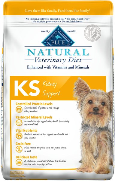 Blue Buffalo Natural Veterinary Diet KS Kidney Support Grain-Free Dry Dog Food, 22-lb bag slide 1 of 11