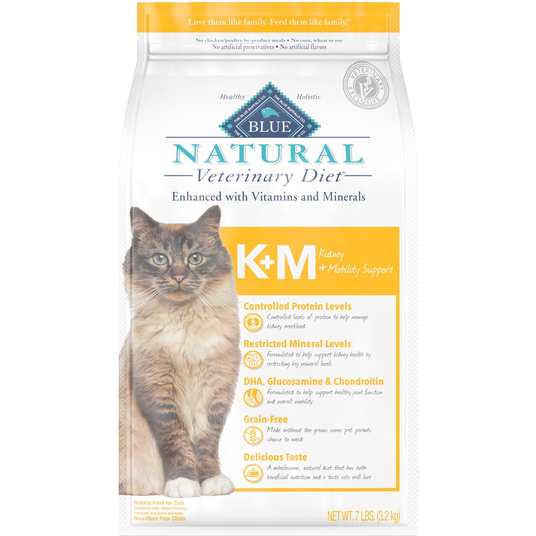 Blue Buffalo Natural Veterinary Diet K M Kidney Mobility Support Grain Free Dry Cat Food