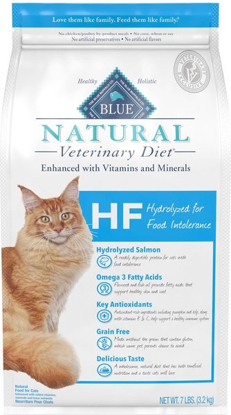 Blue Buffalo Natural Veterinary Diet HF Hydrolyzed for Food Intolerance Grain-Free Dry Cat Food, 7-lb bag slide 1 of 11