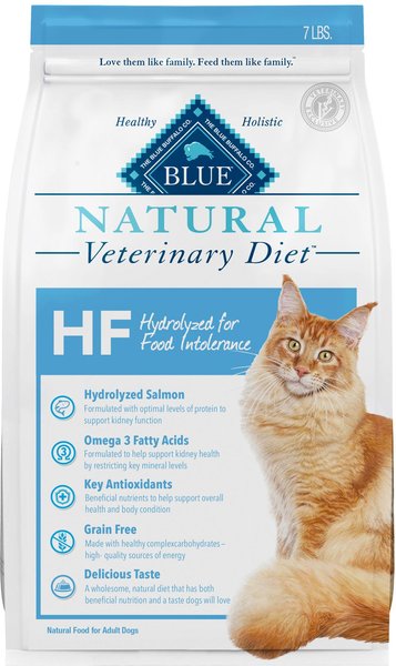 BLUE BUFFALO NATURAL VETERINARY DIET HF Hydrolyzed for Food Intolerance Grain Free Dry Cat Food 7 lb bag Chewy