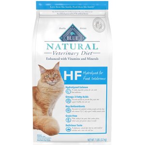 Blue Buffalo Natural Veterinary Diet HF Hydrolyzed for Food Intolerance Grain-Free Dry Cat Food, 7-lb bag