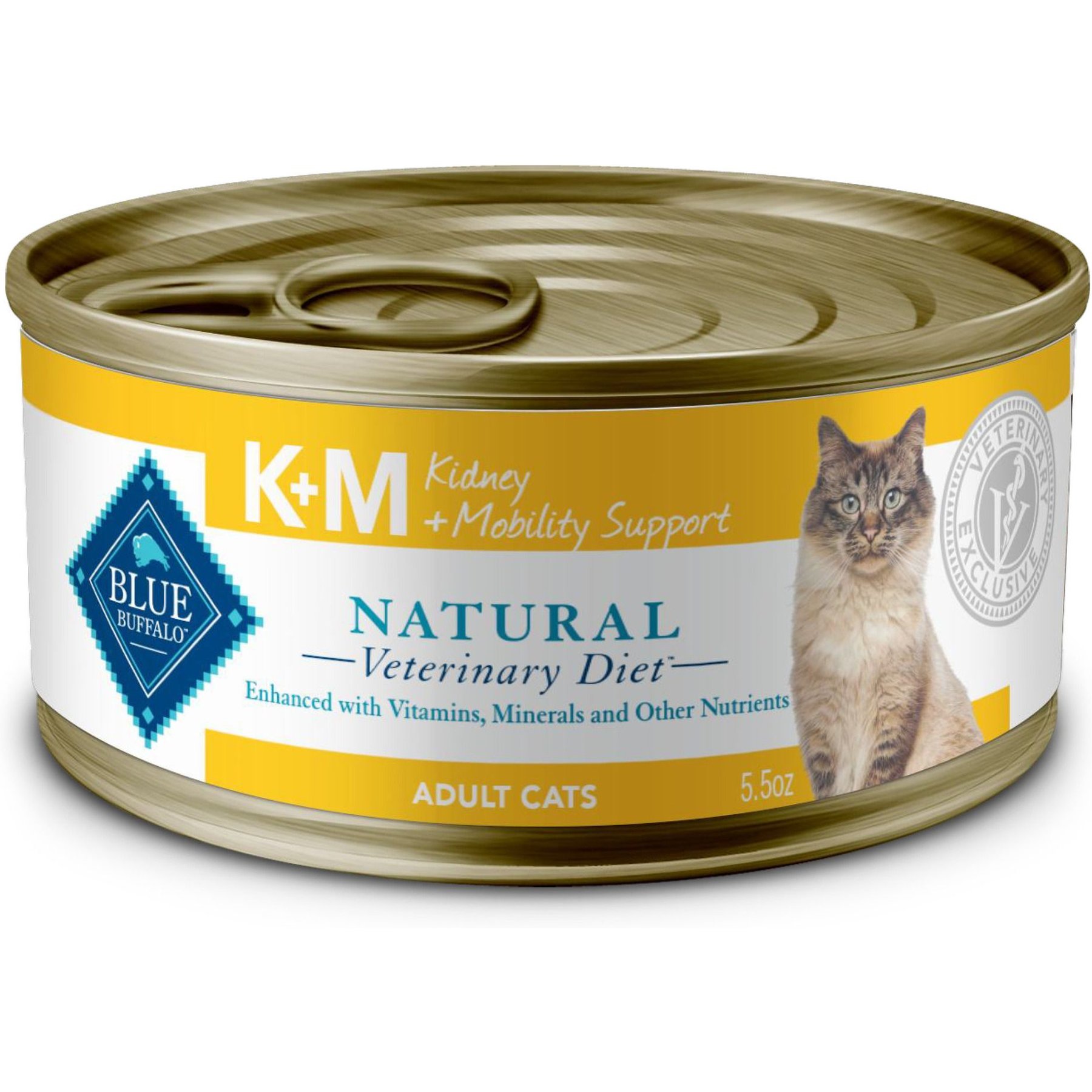 BLUE BUFFALO NATURAL VETERINARY DIET K M Kidney Mobility Support Grain Free Wet Cat Food 5.5 oz case of 24 Chewy