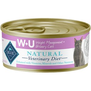 Blue Buffalo Natural Veterinary Diet W+U Weight Management + Urinary Care Grain-Free Wet Cat Food, 5.5-oz, case of 24