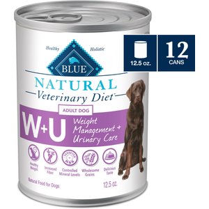 Blue Buffalo Natural Veterinary Diet W+U Weight Management + Urinary Care Chicken Wet Dog Food, 12.5-oz, case of 12