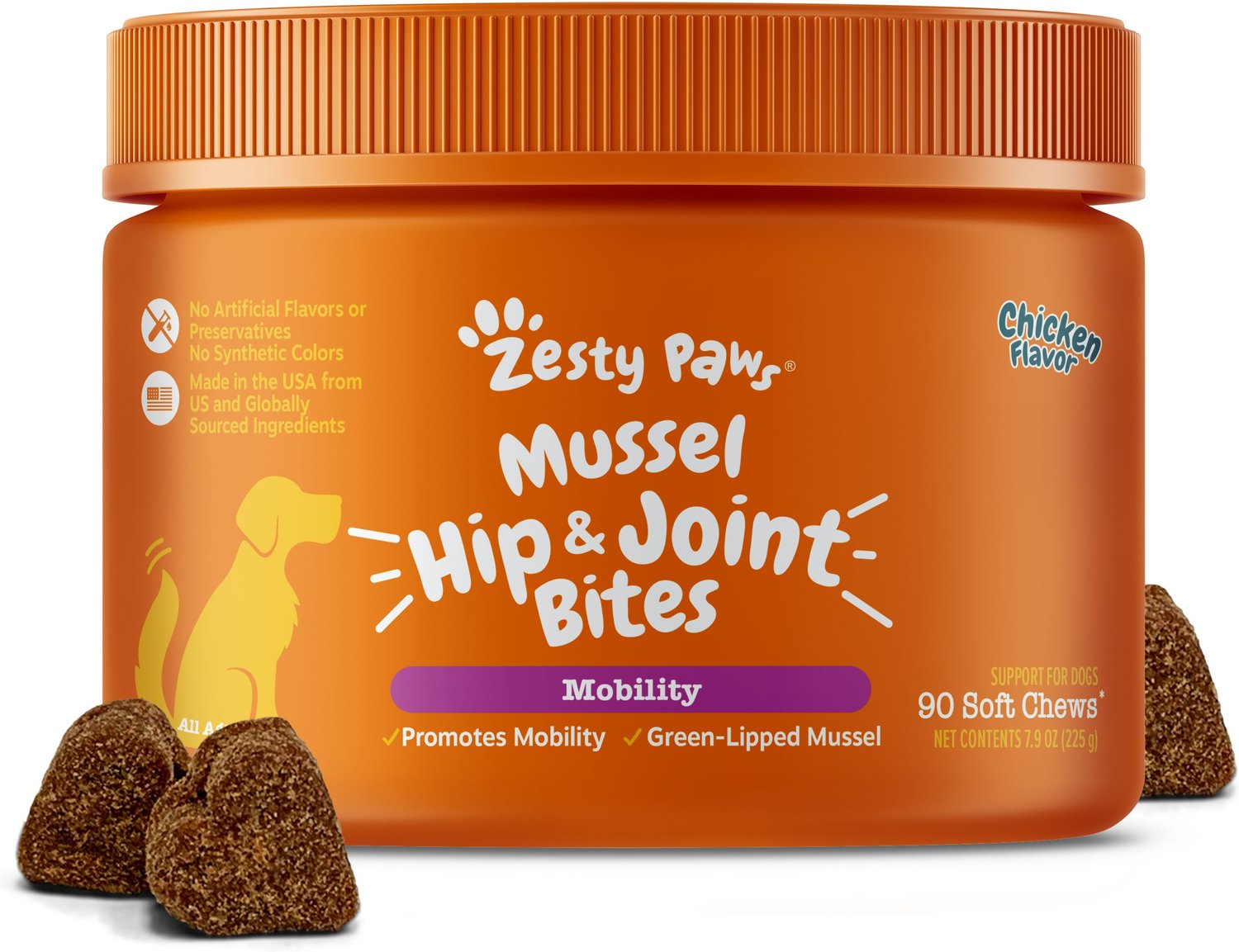 ZESTY PAWS Select Elements Mussel Mobility Bites Chicken Flavored Soft ...