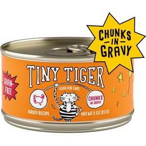 Tiny Tiger Chunks in Gravy Turkey Recipe Grain-Free Canned Cat Food, 3-oz can, case of 24