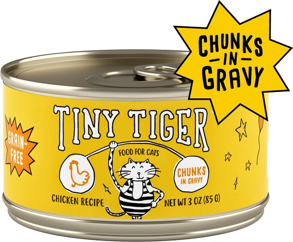 Tiny Tiger Chunks in Gravy Chicken Recipe Grain-Free Canned Cat Food, 3-oz, case of 24 slide 1 of 9
