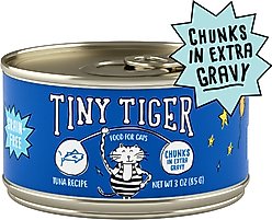Tiny Tiger Chunks in EXTRA Gravy Tuna Recipe Grain-Free Canned Cat Food, 3-oz can, case of 24