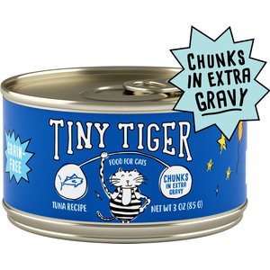 Tiny Tiger Chunks in EXTRA Gravy Tuna Recipe Grain-Free Canned Cat Food, 3-oz can, case of 24