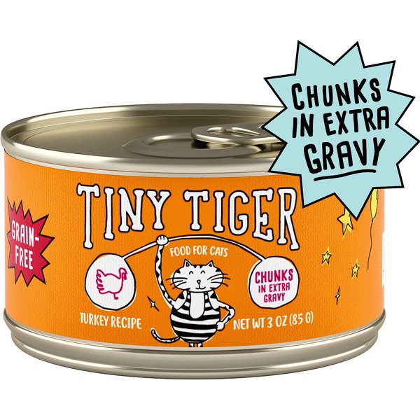 Tiny Tiger Chunks in EXTRA Gravy Chicken Recipe Grain Free Canned Cat Food