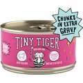 Tiny Tiger Chunks in EXTRA Gravy Beef Recipe Grain-Free Canned Cat Food, 3-oz, case of 24