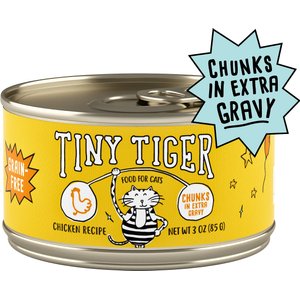Tiny Tiger Chunks in EXTRA Gravy Chicken Recipe Grain-Free Canned Cat Food, 3-oz can, case of 24