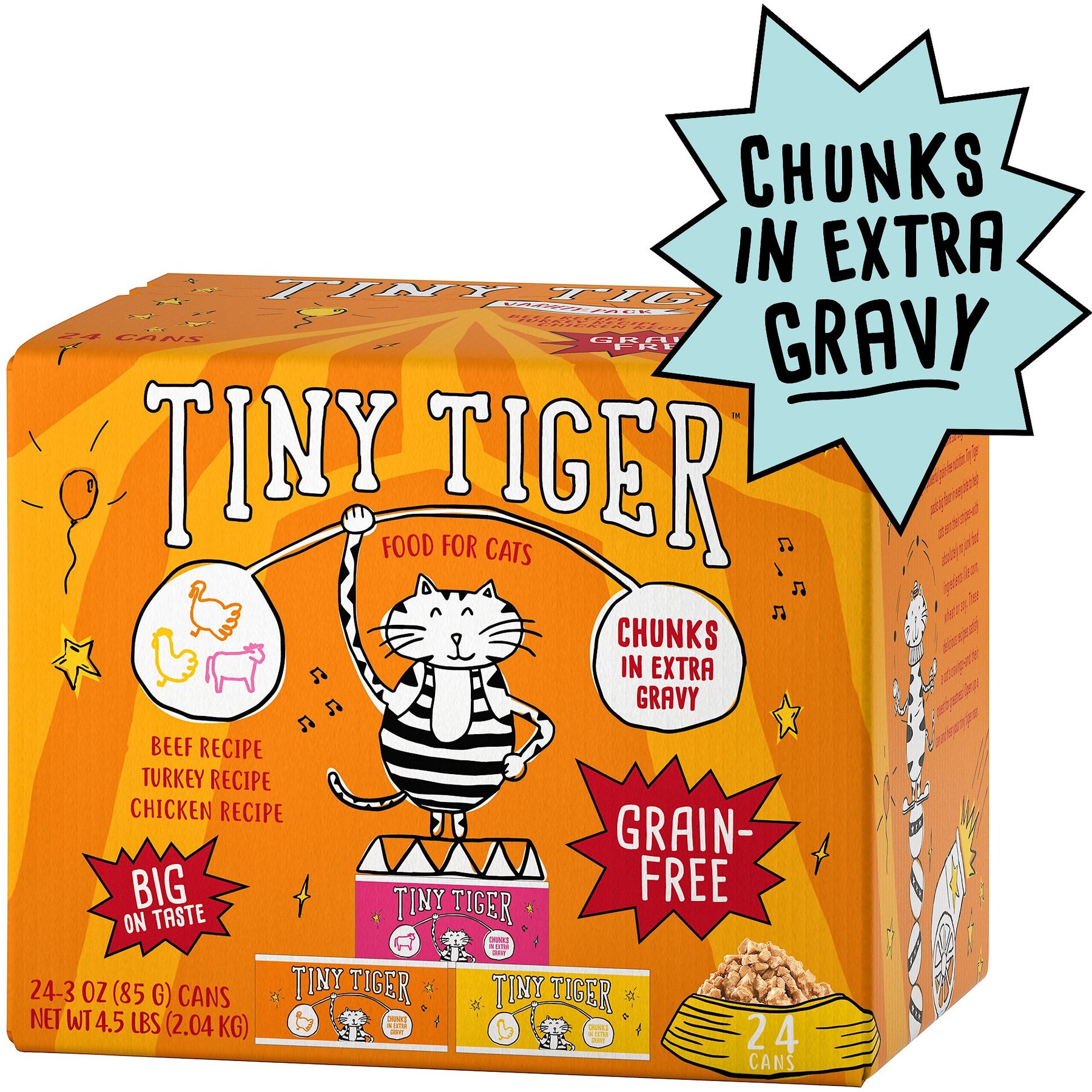 TINY TIGER Chunks in EXTRA Gravy Beef Poultry Recipes Variety