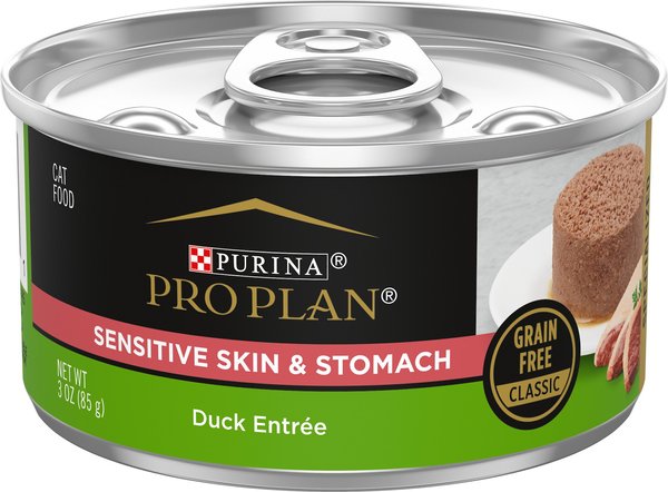 Purina Pro Plan Focus Sensitive Skin & Stomach Classic Duck Grain-Free Entree Canned Cat Food, 3-oz, case of 24 slide 1 of 8