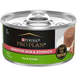 Purina Pro Plan Focus Sensitive Skin & Stomach Classic Duck Grain-Free Entree Canned Cat Food, 3-oz, case of 24