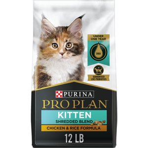 Purina Pro Plan Kitten Shredded Blend Chicken & Rice Formula Dry Cat Food, 12-lb bag