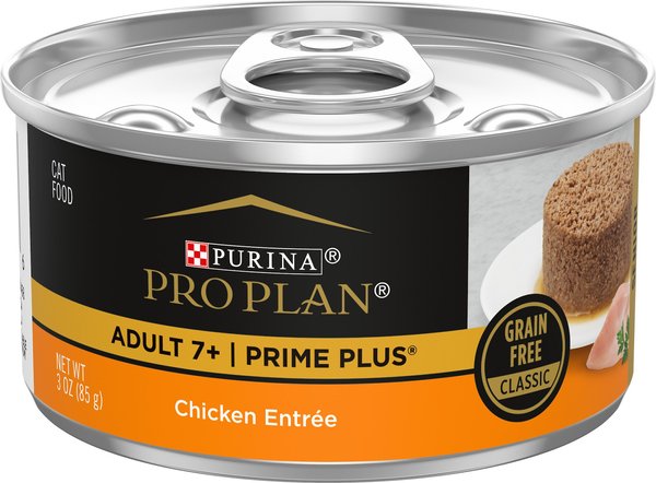 Purina Pro Plan Prime Plus 7+ Classic Chicken Grain-Free Entree Canned Cat Food, 3-oz, case of 24 slide 1 of 9