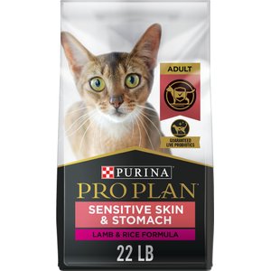 Purina Pro Plan Adult Sensitive Skin & Stomach Lamb & Rice Formula Dry Cat Food, 22-lb bag