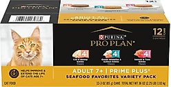 Purina Pro Plan Senior Adult 7+ Seafood Favorites Pate Variety Pack Canned Cat Food, 3-oz can, case of 12