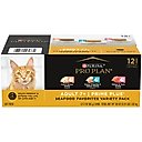 Purina Pro Plan Senior Adult 7+ Seafood Favorites Pate Variety Pack Canned Cat Food, 3-oz can, case of 12