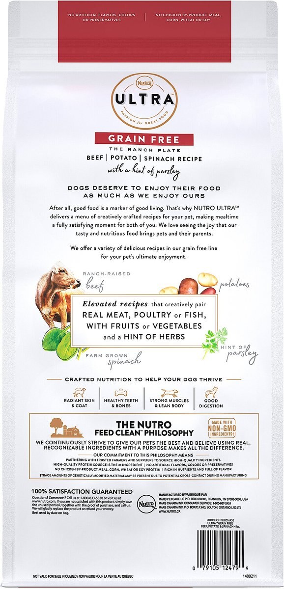 NUTRO Ultra Beef, Potato & Spinach Recipe Adult GrainFree Dry Dog Food