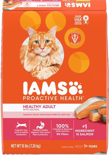 Iams ProActive Health Salmon Recipe Adult Dry Cat Food, 16-lb bag slide 1 of 11