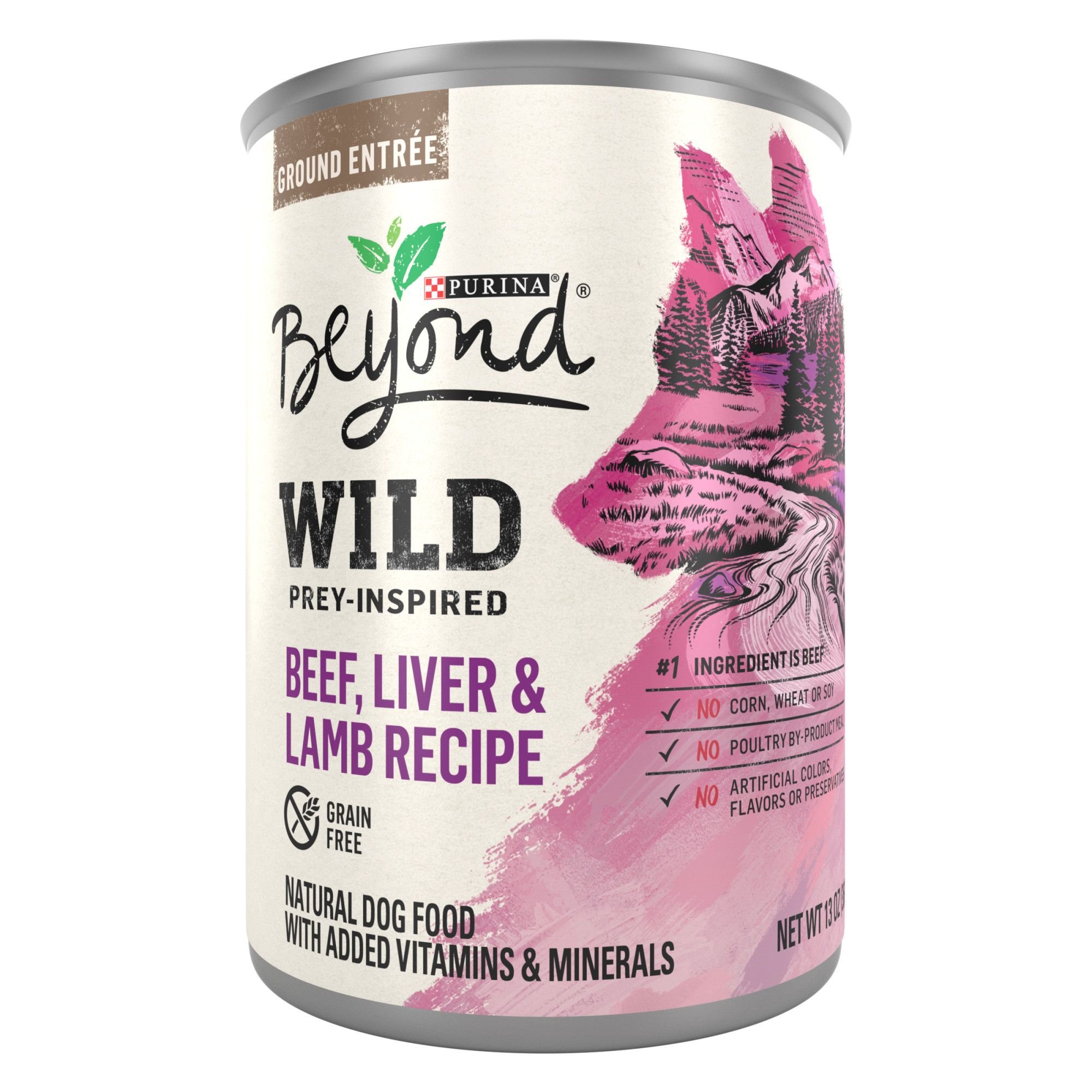 Purina Beyond Wild Prey-Inspired Grain-Free High Protein Beef, Liver & Lamb Pate Recipe Canned Dog Food