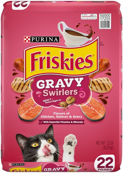 Friskies Gravy Swirlers Chicken & Salmon Flavor Dry Cat Food, 22-lb bag slide 1 of 9