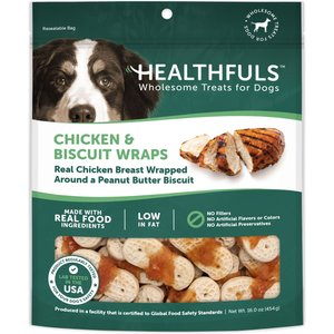 Healthfuls Chicken & Peanut Butter Biscuit Wraps Dog Treats, 16-oz bag