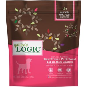 Nature's Logic All-Natural Grain-Free Pork Feast Patties Raw Frozen Dog Food, 3.2-oz patty, 6-lb bag
