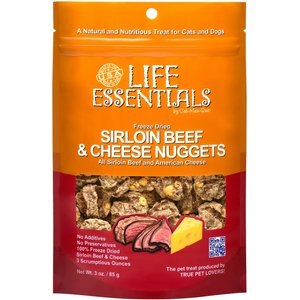 Life Essentials Sirloin Beef & Cheese Nuggets Freeze-Dried Cat & Dog Treats, 3-oz bag