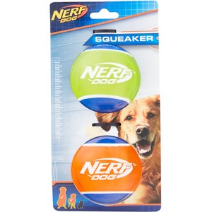 Nerf Dog Squeaker TPR Tennis Ball Dog Toy, 2 pack, Large