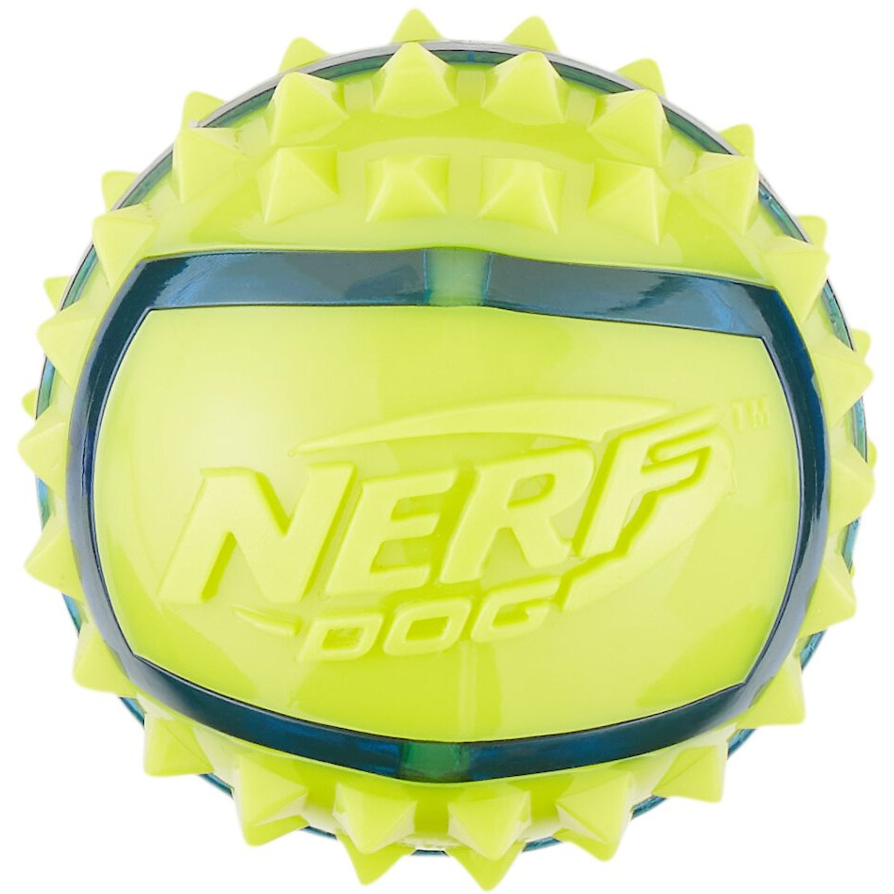 Nerf 2.7 Translucent Tpr 3-part Spike Led And Squeak Ball Dog Toy