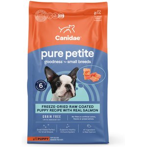 CANIDAE Grain-Free PURE Petite Salmon Formula Small Breed Puppy Limited Ingredient Freeze-Dried Raw Coated Dry Dog Food, 4-lb bag