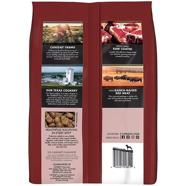 canidae pure ancestral raw coated red meat dry dog food