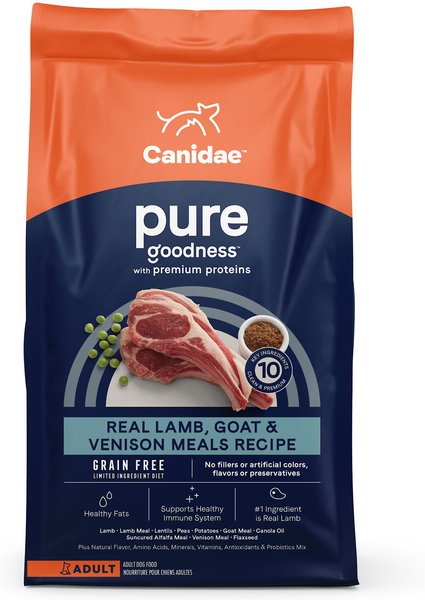 CANIDAE Grain-Free PURE Limited Ingredient Lamb, Goat & Venison Meals Recipe Dry Dog Food, 4-lb bag slide 1 of 9