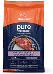 CANIDAE Grain-Free PURE Limited Ingredient Bison, Lentil & Carrot Recipe Dry Dog Food, 4-lb bag