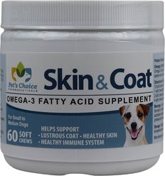 Pet's Choice Pharmaceuticals Skin & Coat Small to Medium Breed Soft Chews Dog Supplements, 60 count