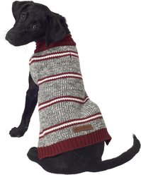 Eddie Bauer Marled Striped Dog Sweater, Small, Gray & Brick