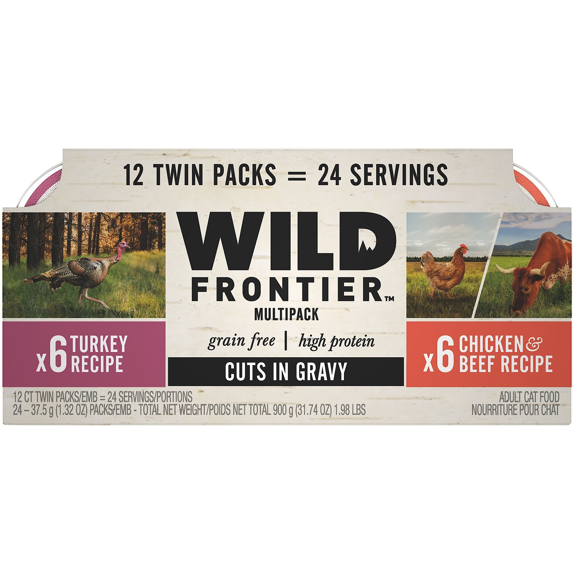 WILD FRONTIER by Nutro Turkey Chicken Beef Recipe Variety Pack Grain Free High Protein Adult Cuts in Gravy Cat Food Trays reviews Chewy