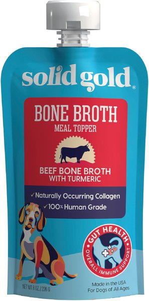 SOLID GOLD Beef Bone Broth with Turmeric Dog Food Topper 8 oz pouch Chewy