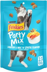 Friskies Party Mix Lobster & Mac 'N' Cheese Flavors Crunchy Cat Treats, 2.1-oz bag