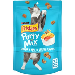 Friskies Party Mix Lobster & Mac 'N' Cheese Flavors Crunchy Cat Treats, 2.1-oz bag