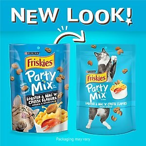 Friskies Party Mix Lobster & Mac 'N' Cheese Flavors Crunchy Cat Treats, 2.1-oz bag