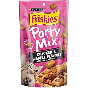 Friskies Party Mix Chicken & Waffles Flavors Crunchy Cat Treats, 2.1-oz bag