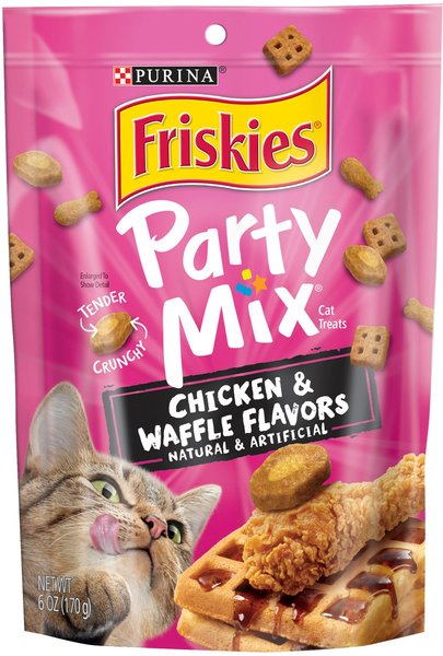 Friskies Party Mix Chicken & Waffles Flavors Crunchy Cat Treats, 6-oz bag slide 1 of 11