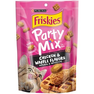Friskies Party Mix Tender Crunchy Chicken & Waffles Cat Treats, 6-oz bag