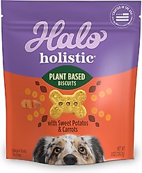 Halo Plant-Based Dog Treats with Sweet Potato & Carrots, Vegan Dog Treats, 8-oz bag slide 1 of 9