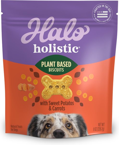 Halo Plant-Based Dog Treats with Sweet Potato & Carrots, Vegan Dog Treats, 8-oz bag slide 1 of 11