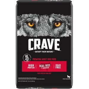 Crave High Protein Beef Adult Grain-Free Dry Dog Food, 22-lb bag